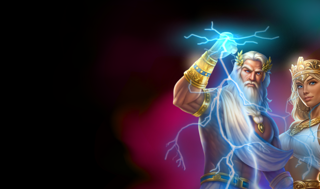 Le divinità greche Zeus ed Hera, rappresentative delle slot a tema mitologia dei migliori fornitori.